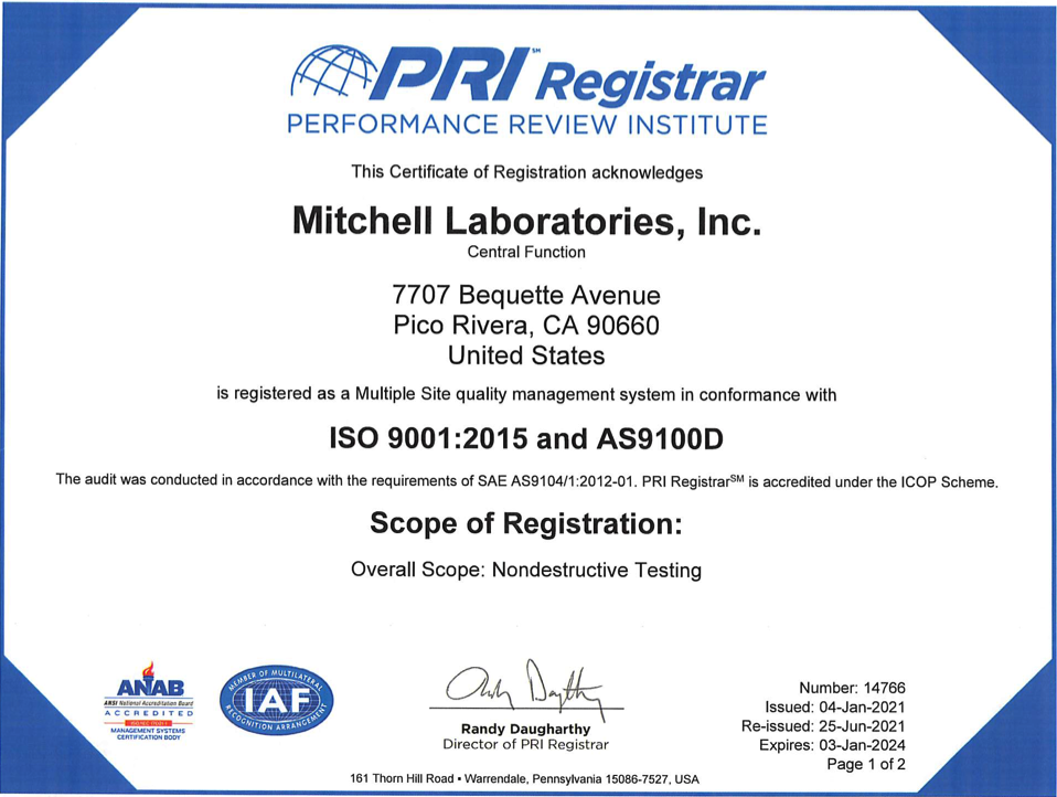 AS 9100 Certificate
