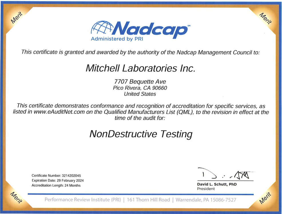 Pico 2021-2024 Nadcap Certificate